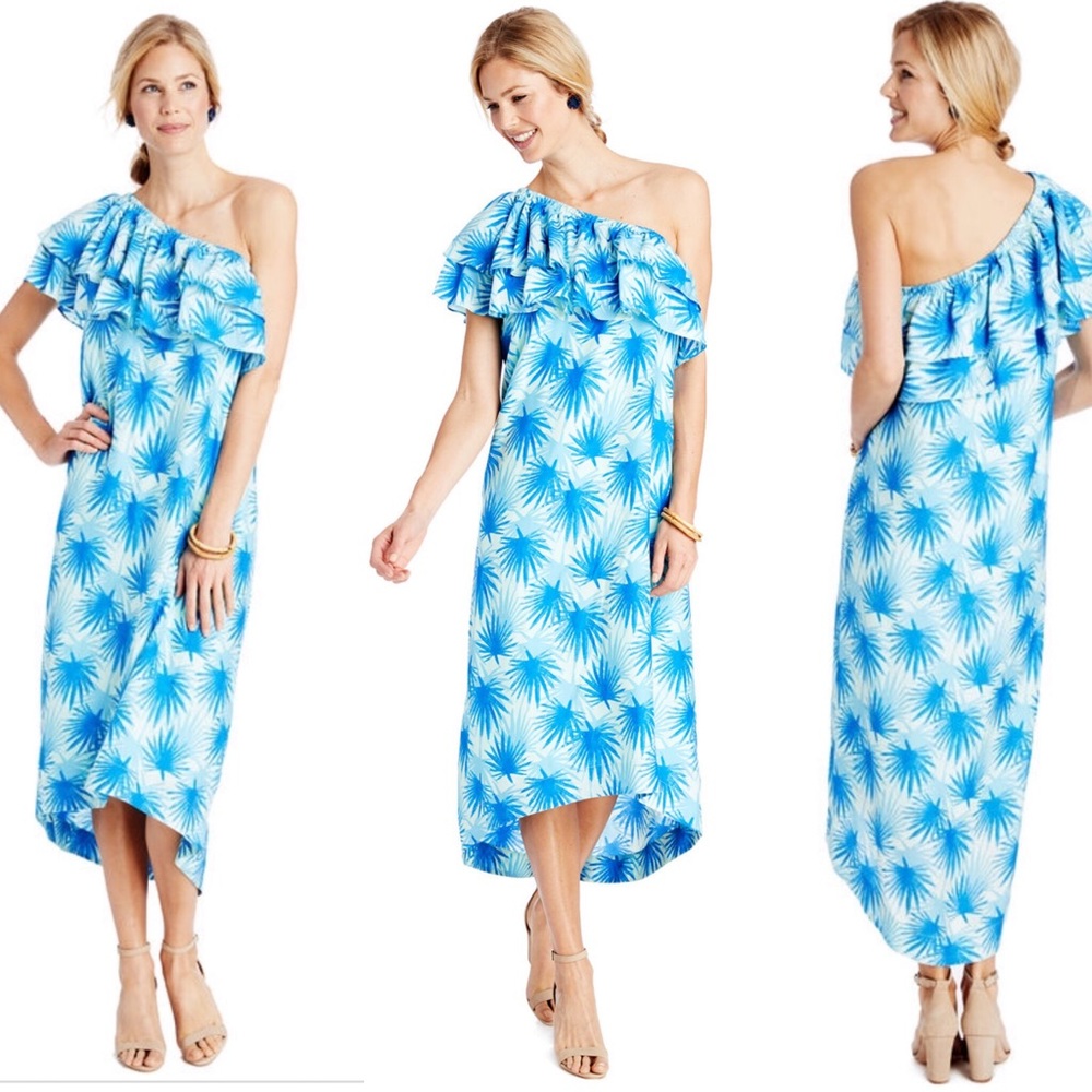 Vineyard Vines One Shoulder Dress Light Blue